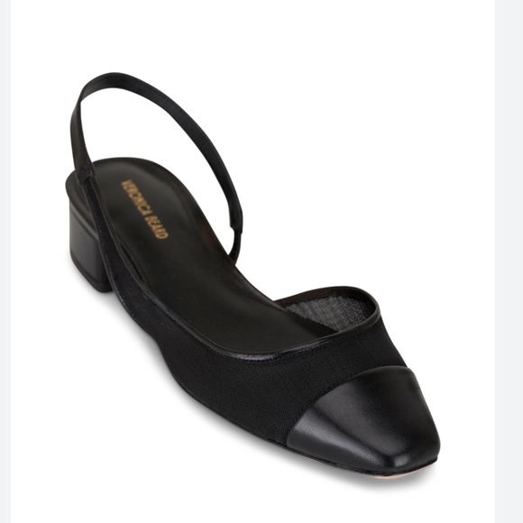 VERONICA BEARD Shoes - VERONICA BEARD Cecile Black Mesh & Leather Slingback Heel, 30mm